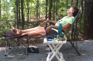 Busy day paddleboarding.  Time to relax.