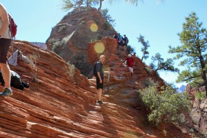 The final climb using chains as guides.